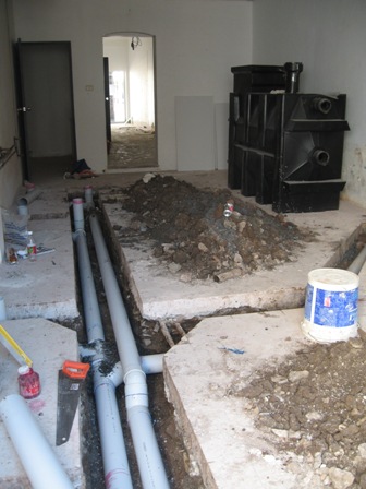 Interal drainage piping for the Restuarant